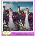 Elegant Floor Length V-Neck See Through Back Long Sleeve Lace Julie Vino Wedding Dresses (MN1055)